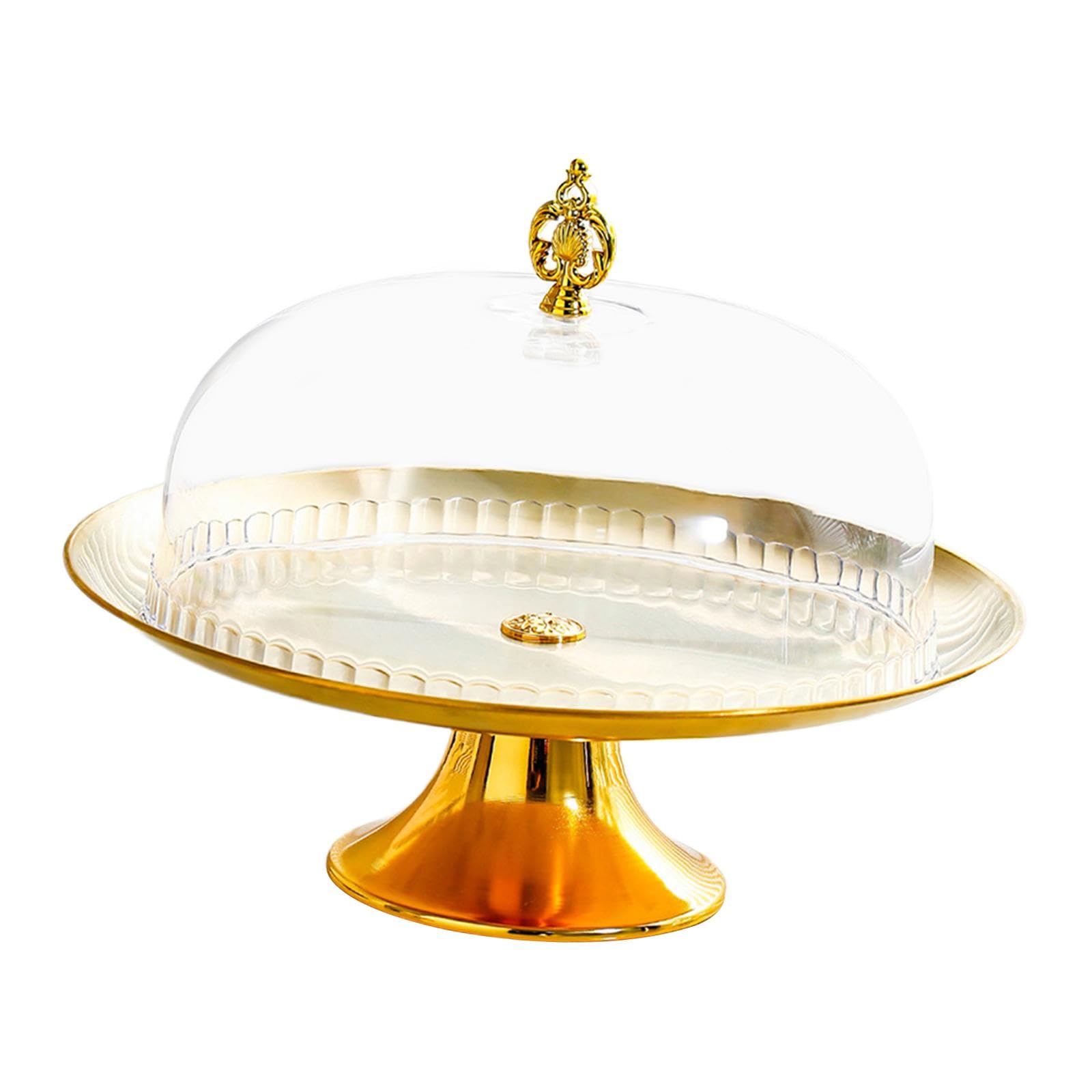 Présentoir à Gâteaux sur Pied, Polyvalent, Réutilisable et élégant, avec Couvercle En Forme de Dôme, Idéal pour Pâtisseries, Biscuits, Amuse-gueules E, 30 cm