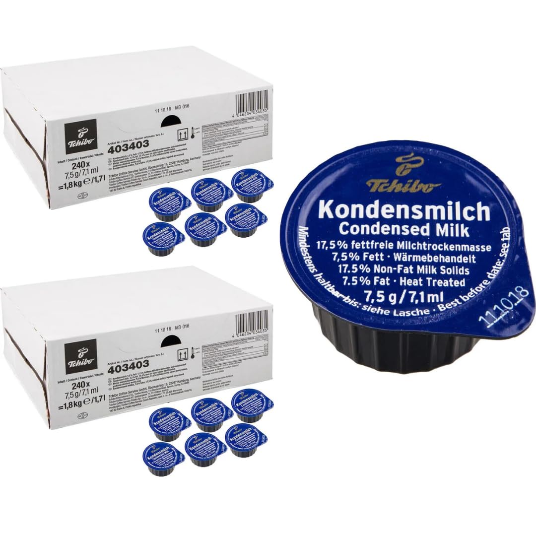 Kondensmilch Kaffeetraum 7.5% Fett in Tassenportionen 7,5 Gramm x 480 STÜCK mit Pufai Grocery Gratis