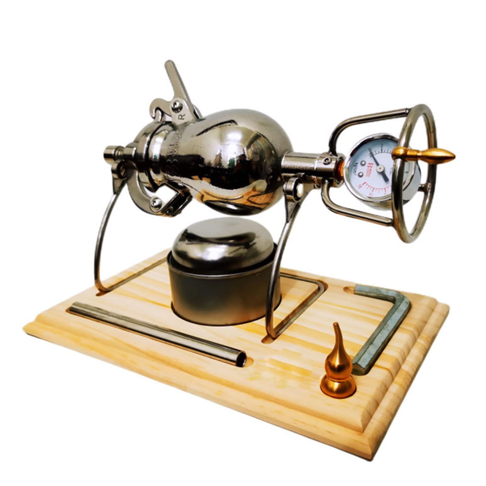 Amhuui High Pressure Popcorn Machine, Mini Stainless Steel Professional Retro Popcorn Maker, with Heat Resistant Pressure Gauge and 360° Brass Adjustable Handle, for Family Parties Study Party Fun