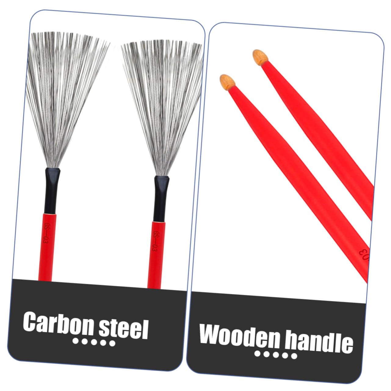 Abaodam 3 Pares Cepillo de tambor de doble cabeza Cepillo duradero para baquetas suministros de instrumentos cajas de percusion instrumentos percusion práctico cepillo de tambor arce rojo