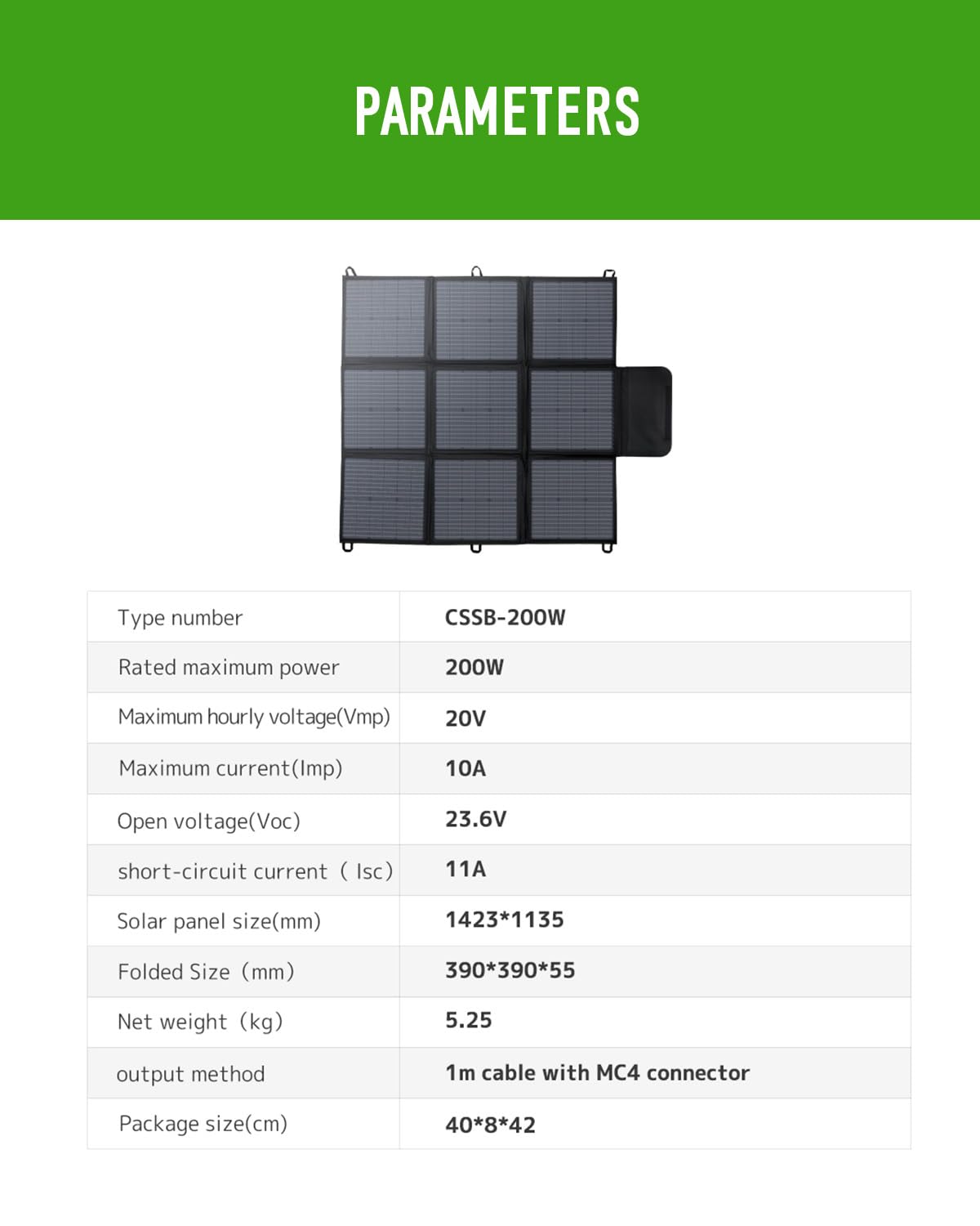 Pannello solare pieghevole da 200 W, cavo da 3 m, efficienza di conversione del 22%, impermeabile IP67, caricatore solare portatile per campeggio, all'aperto