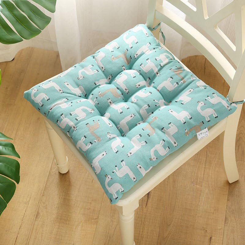 Velvet Chair Cushions for Dining Chairs, Set of 1 2 3 4 5 6,Seat Pads for Kitchen Chairs with Ties,40cm*40cm(15.7in*15.7in) (5, Light Blue Alpaca, 15.7in*15.7in)