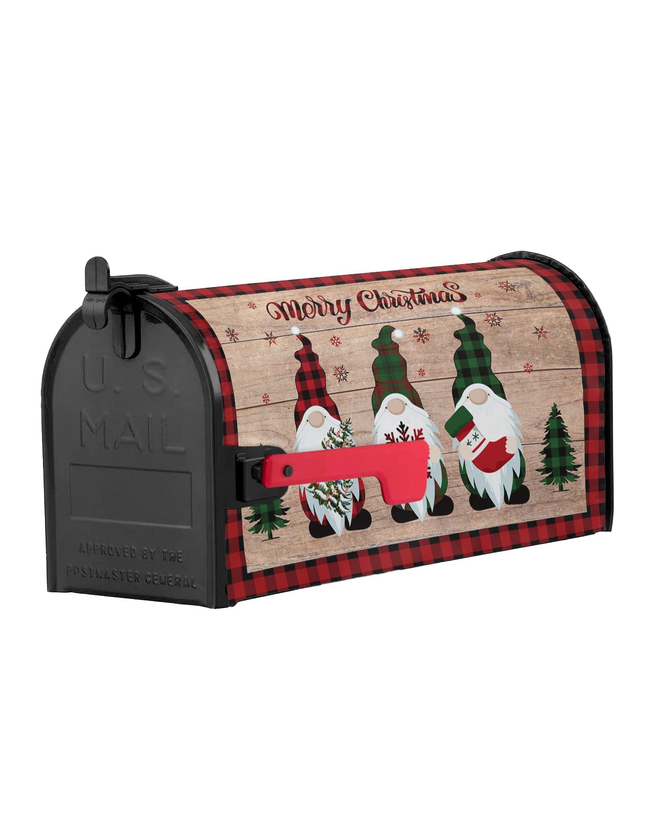 Merry Christmas Gnomes Mailbox Cover - Magnetic 21x19 Holiday Decor