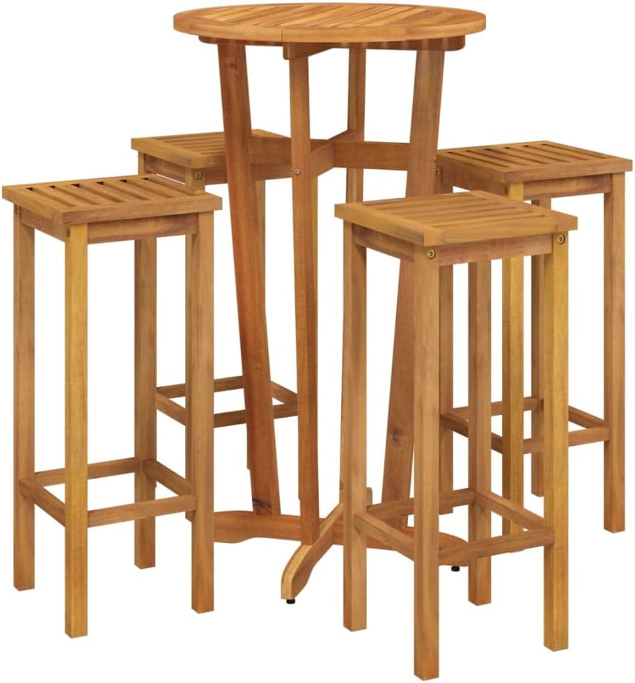 5 Piece Patio Bar Set,Leisure Seating Set,Patio Conversation Sets,Patio Furniture Sets,Garden Lounge Chair,Bistro Seating Sets,for Terraces,Lawns,Balconies, Solid Wood Acacia