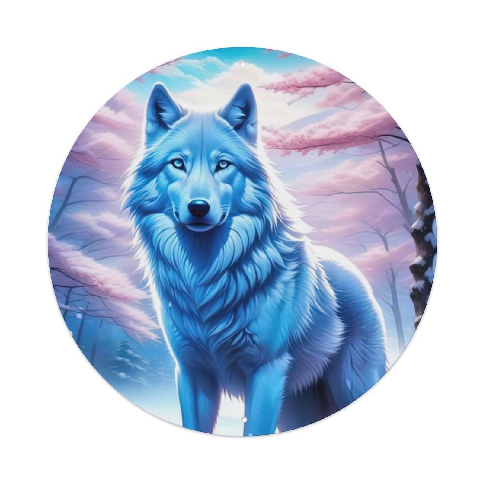 Animal Artwork Wolf in The Snow Vintage Metal Tin Sign Plaque Wall Decor for Cafe, Club Bar, Office, Garden Metal Poster 8x8Inch
