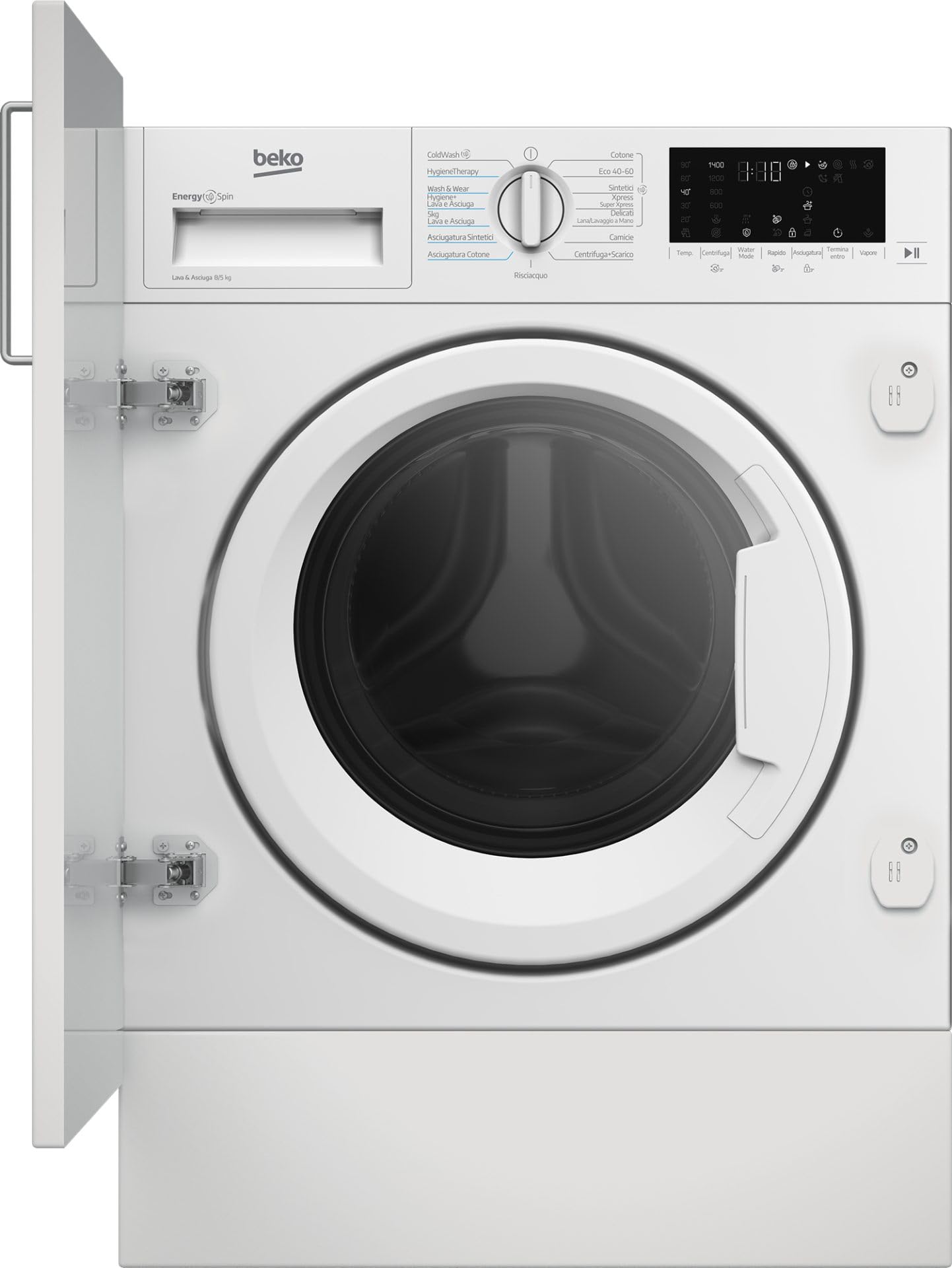 Beko WDI85DAW_IT, Capacità 8kg+5kg, classe D|A, colore White, Motore Inverter BPM