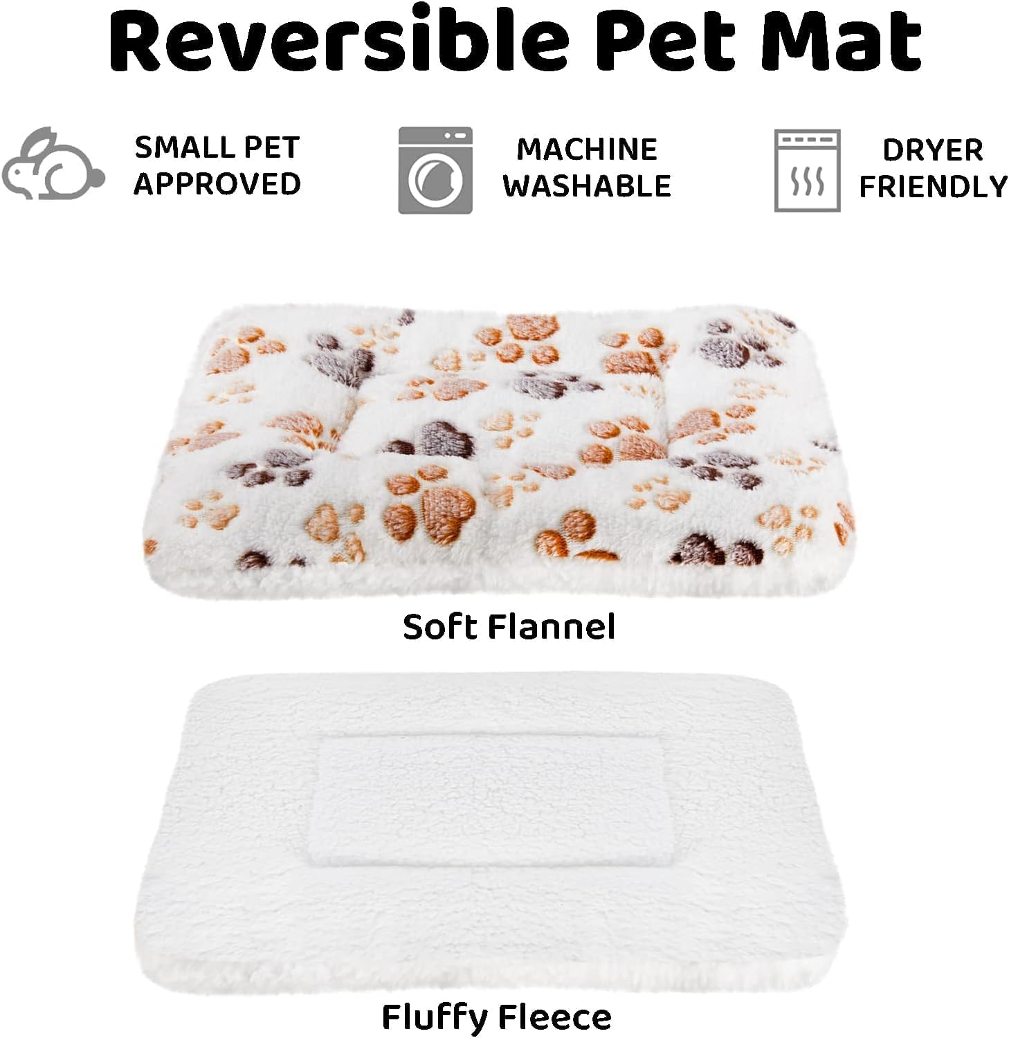 Amakunft 2 Pcs Guinea Pig Bed Mat Washable,Soft Fluffy Rabbit Mat,Guinea Pig Fleece Heat Pad,Small Animals Bedding for Bunny Rat Hedgehog Chinchilla (Paw,12.6'' x 9.8'')