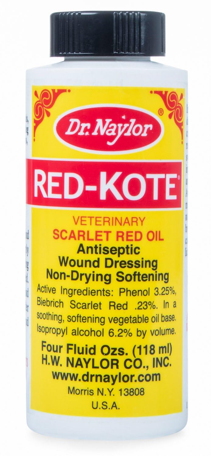 Scarlet Red Oil Antiseptic Wound Dressing for Horses & Dogs – Non-Drying, Soothing Formula for Cuts, Scrapes, Bites, Skin Irritations – Veterinary Strength Pet Care – 4 fl oz