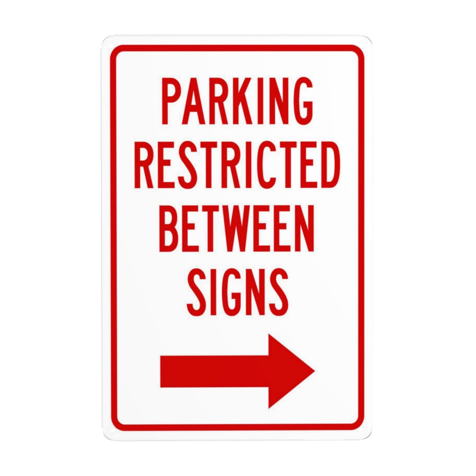 SMAZDFXX Right Arrow Parking Restricted Between Signs - Cautions Security Tin Sign - Metal Warning for Business Wall Decor 8x12 inch