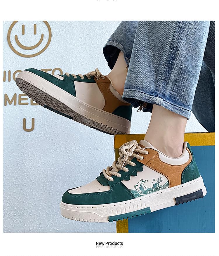 Retro Fashion Low-top Casual Trend Shoes, Spring and Autumn Niche Design, Men's Trendy Color Matching Shoes, lace-up Suitable for Outdoor, Campus, Walking, Street, Jogging, Travel3