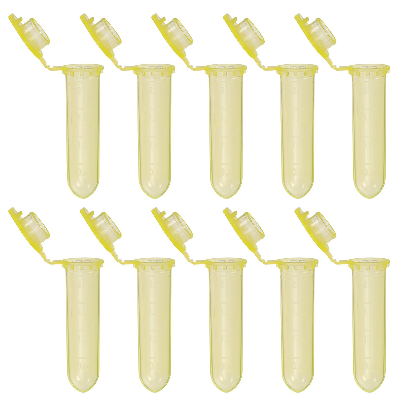PATIKIL 2ML Tubos De Centrífuga De Plástico 1000 Pcs Tubo De Centrífuga De Fondo Redondo Con Tapa A Presión Y Marcas Graduadas Para Muestras De Laboratorio Amarillo