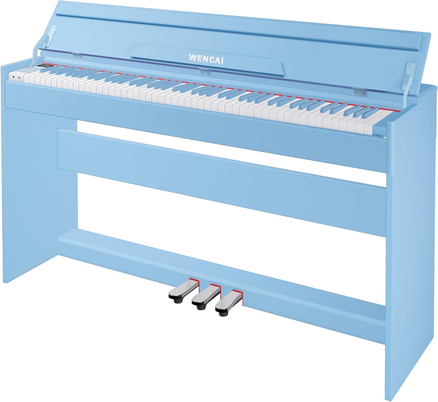 WENCAI 88 Key Electric Piano Velocity-Sensitive Keyboard, 88 Keys Home Upright Digital Pianos, Wooden Electronic Piano for Beginner Adult with 3 Pedals, Supports USB-MIDI/Wireless Connect, Blue - Image 1 of 7