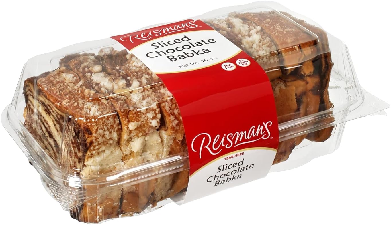 Reisman's Bakery Chocolate Babka Cake, Fresh Dessert, Nut-Free and Dairy-Free Chocolate Cake, OU Kosher-Certified Babka Bread, 1 lb, Pack of 1