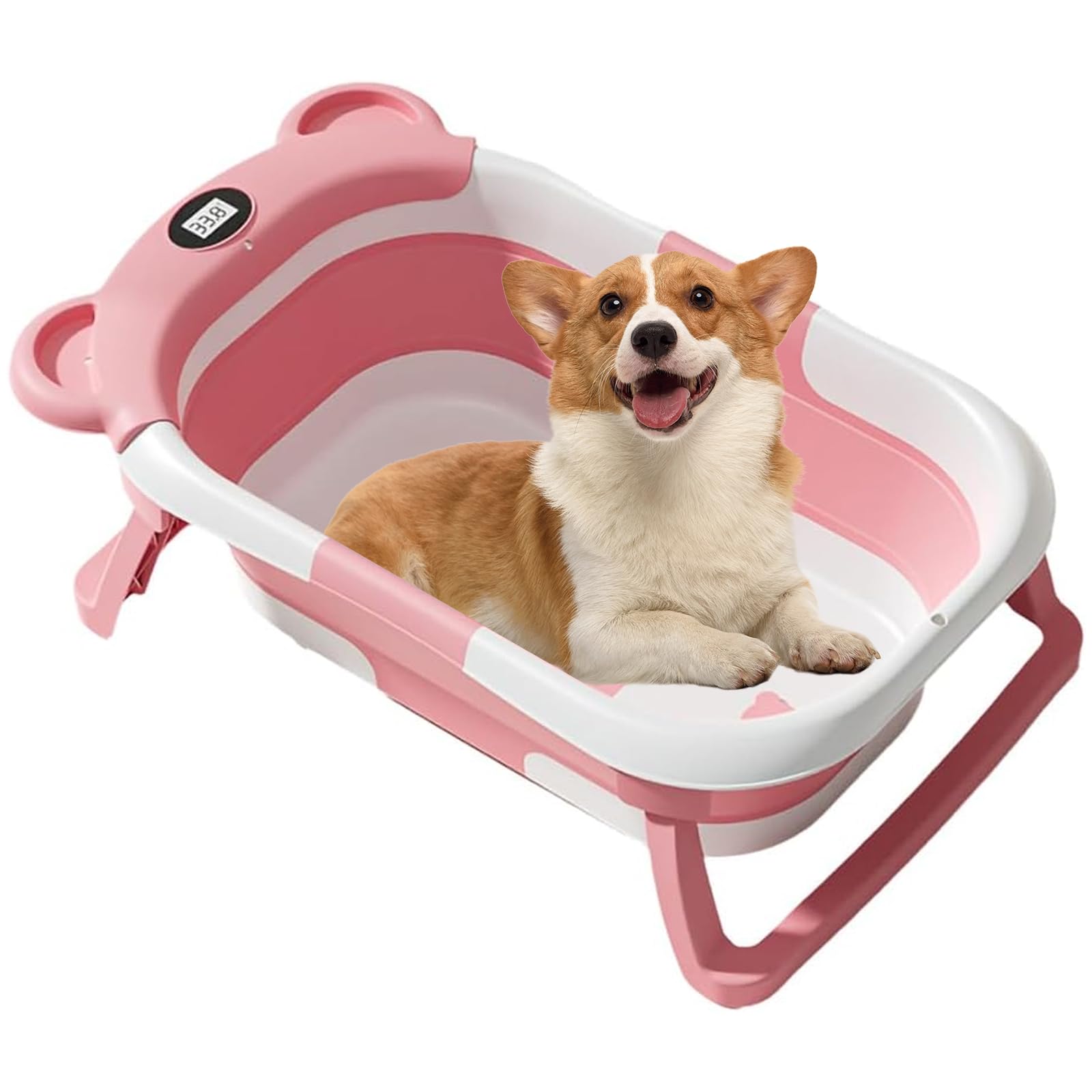 Piscina de baño para mascotas para lavar perros y gatos, bañera plegable portátil con agujero de drenaje para una fácil limpieza