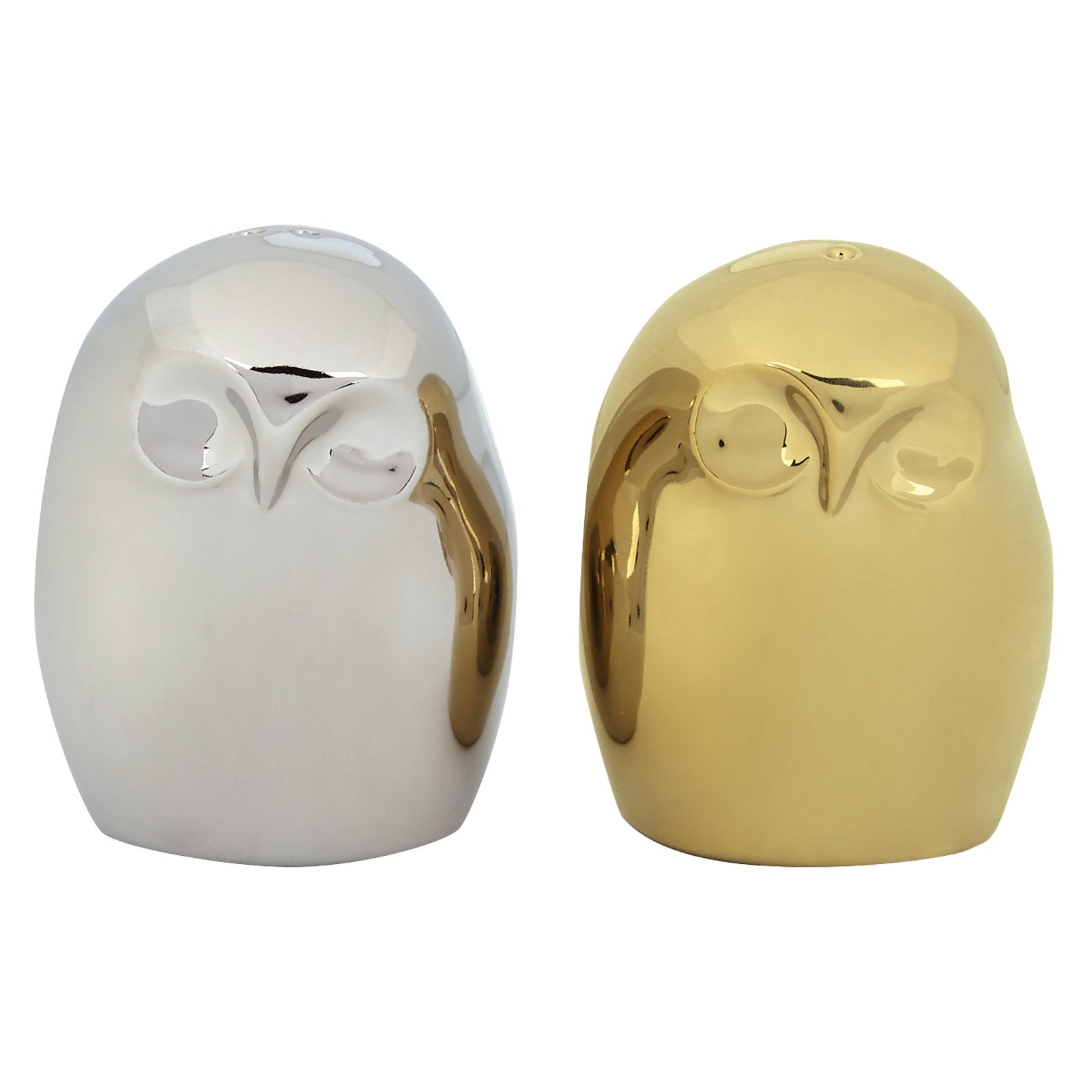 BIA Owl Salt & Pepper Shakers Gold & Platinum