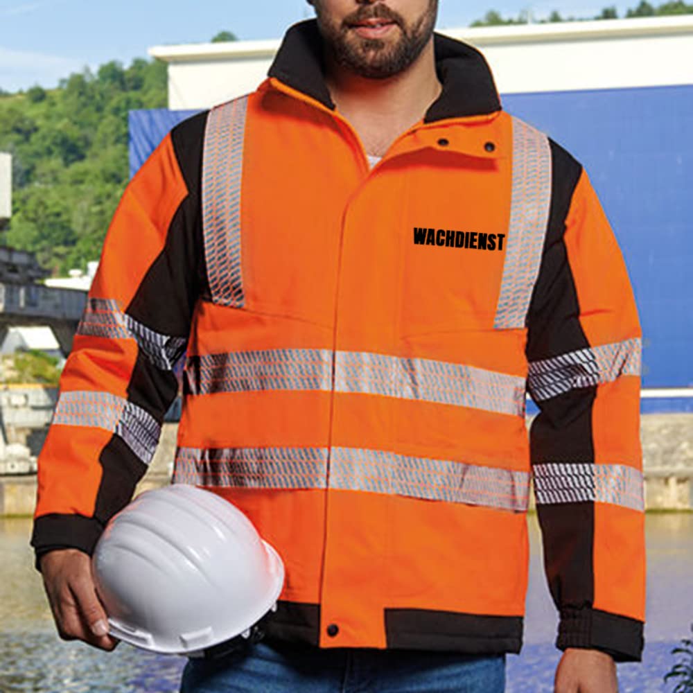 WACHDIENST Sicherheitsjacke Winterjacke GELB - Gelb Warnjacke nach EN ISO 20471 zertifiziert - Unisex und hochwertigem Reflektorstreifen