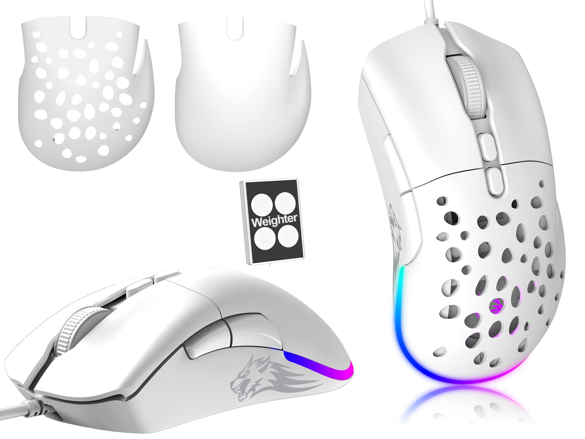 ZIYOU LANG G-PRO Mice D19 Wired Gaming Mouse, Programmable Backlight, 7 Buttons, 12,000 DPI, White, For Win/Mac