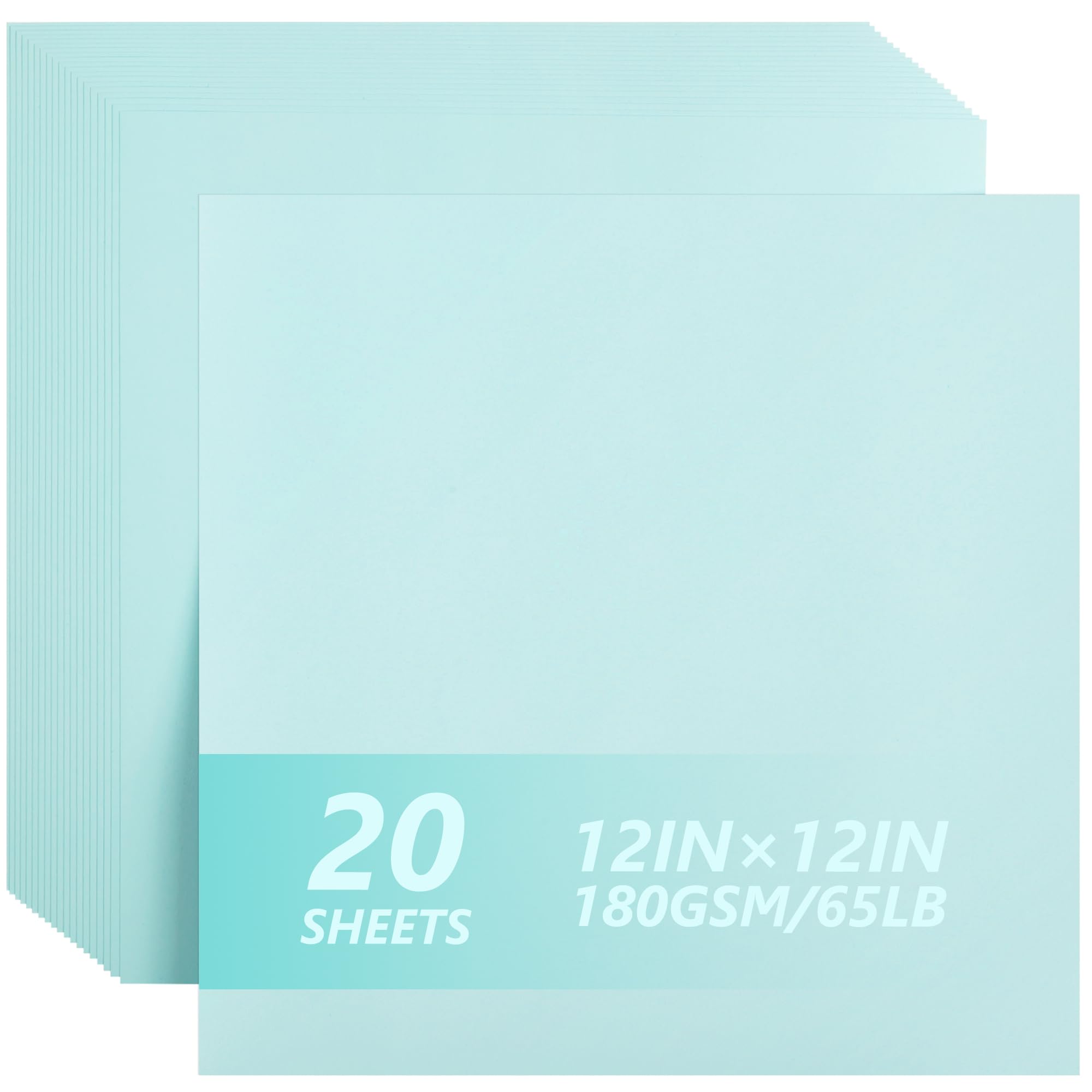 12"×12" Light Blue Cardstock 20 Sheets 180gsm/65lb Card Stock Paper