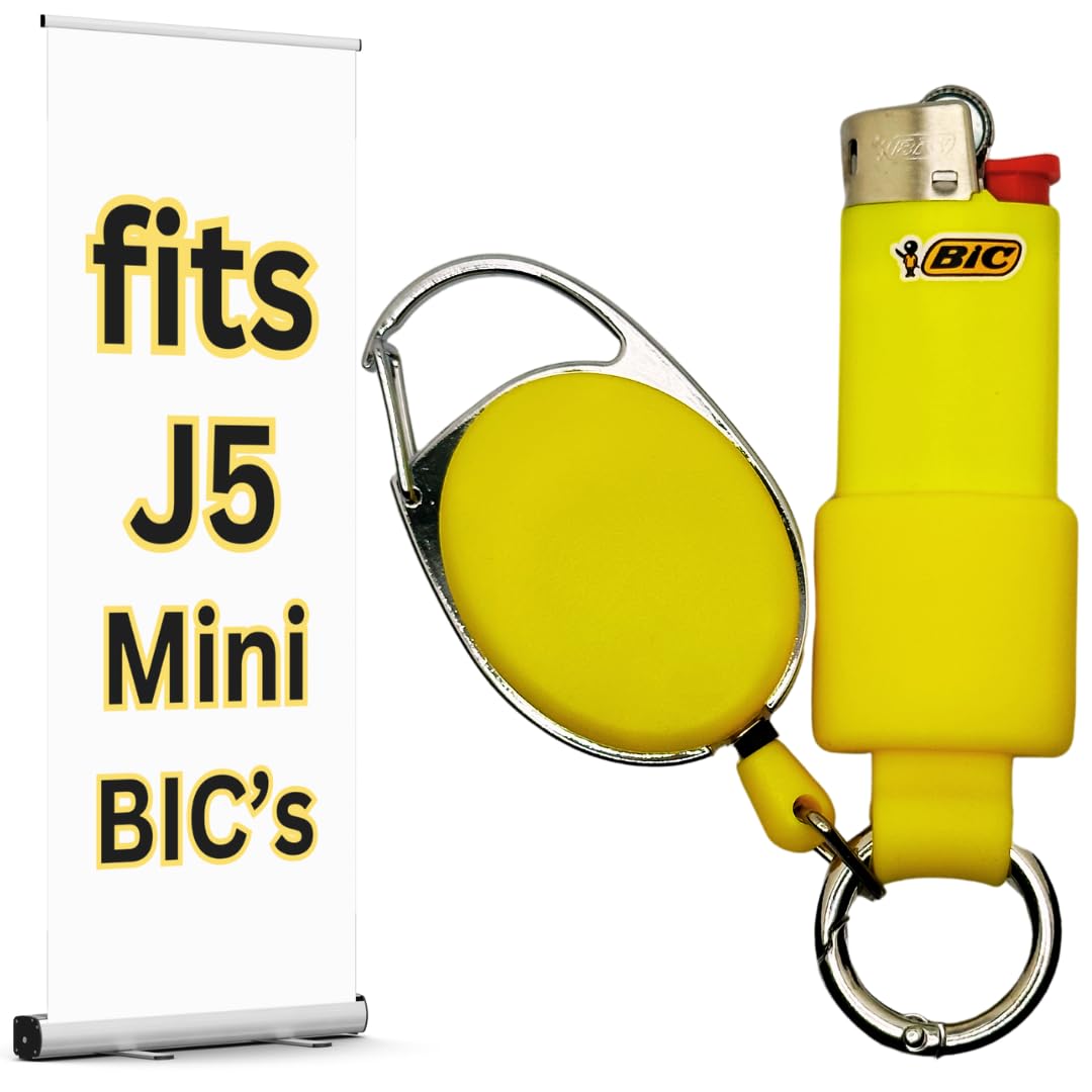 Mini BIC Retractable Lighter Holder - 10 Colors - Perfect Keychain Lighter Holder for J5 BIC Lighters | Lighter Not Included