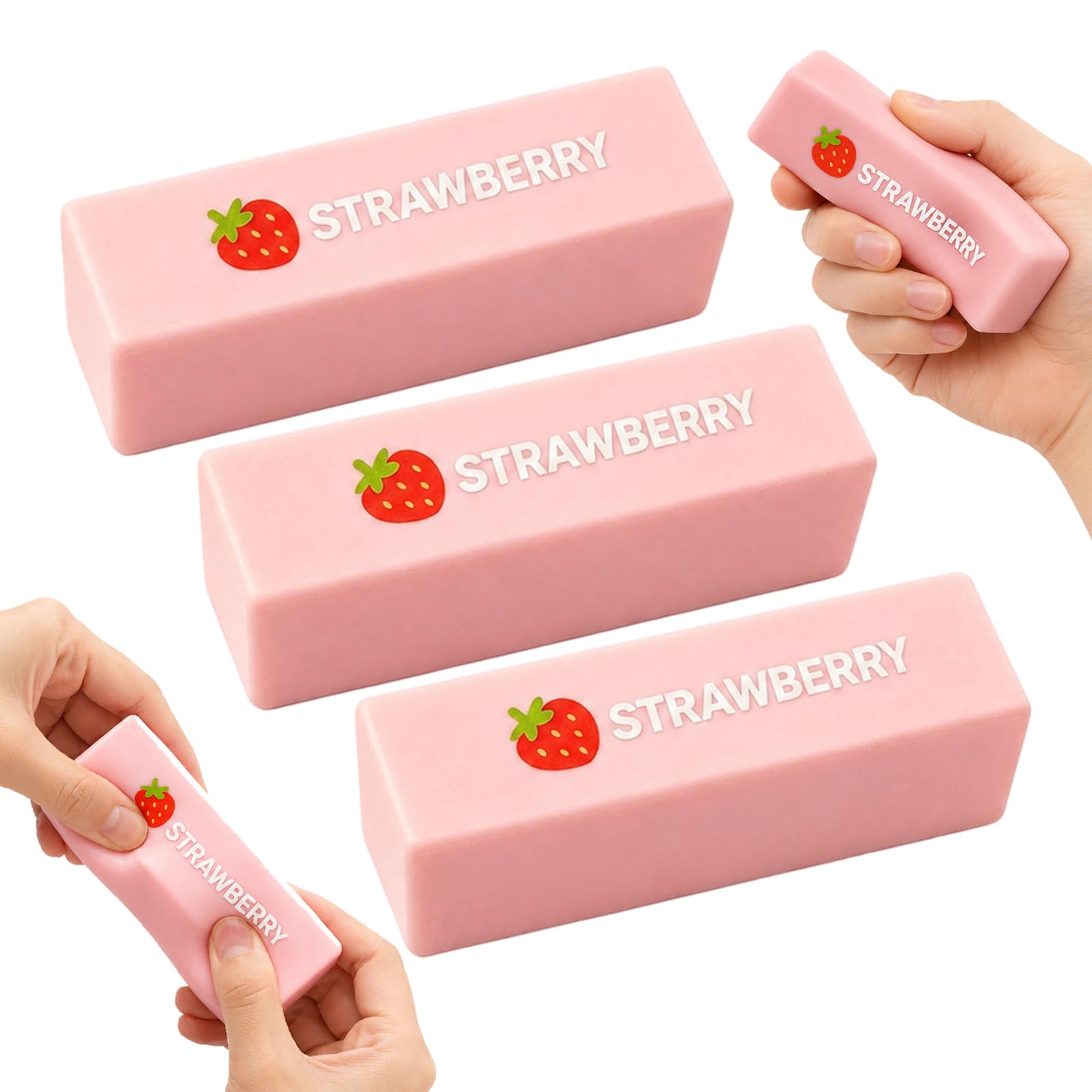 GETFACAI 3 PCS Pink Butter Squishy, Strawberry Squishy, Soft and Adorable, Ideal for Home and Office Desk Decoration