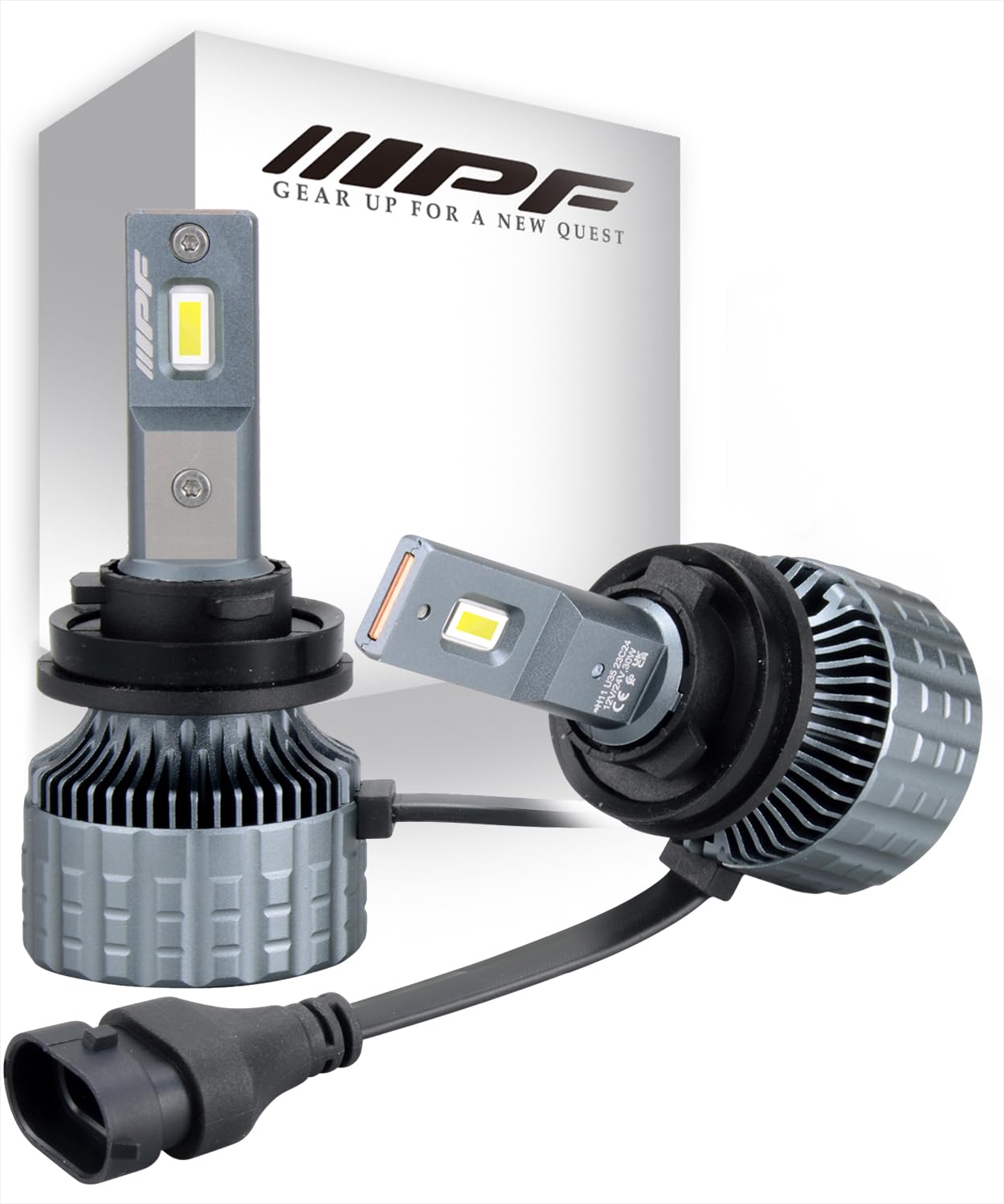 M's Basic by IPF ヘッドライト フォグランプ LED 車用 H8/11/16 6600lm ハイルーメン仕様 6500K ホワイト 12V24V兼用 2本入 新車検対応 ドライバーユニット一体型 冷却ファン内蔵 コンパクトサイズ 取付簡単 ノイズ対策済 明るさ重視モデル AMZ-HL201