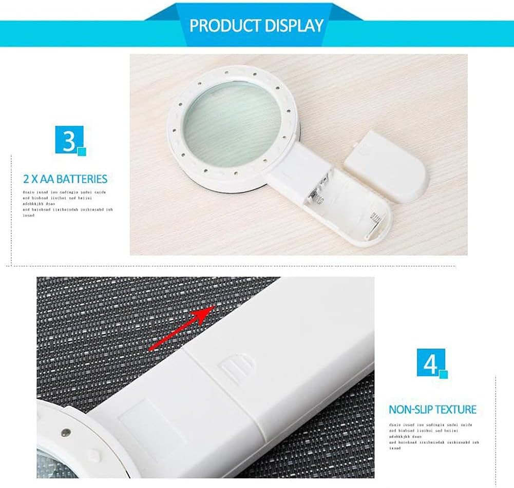 JSEIAJB 30X Magnifying Glass with LED Light Handheld Lighted Magnifier Microscope Lens Backlit Reading Magnifiers for Seniors