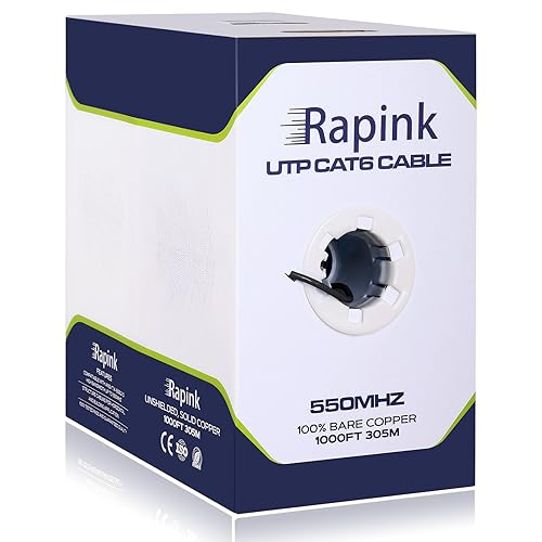 Miniatura 8 de Rapink Cable Ethernet Cat6 de 1000 pies, cable Ethernet Cat6 23AWG cobre desnudo 10G soporte, cable UTP cat6 550 MHZ, cable cat 6 de 1000 pies,