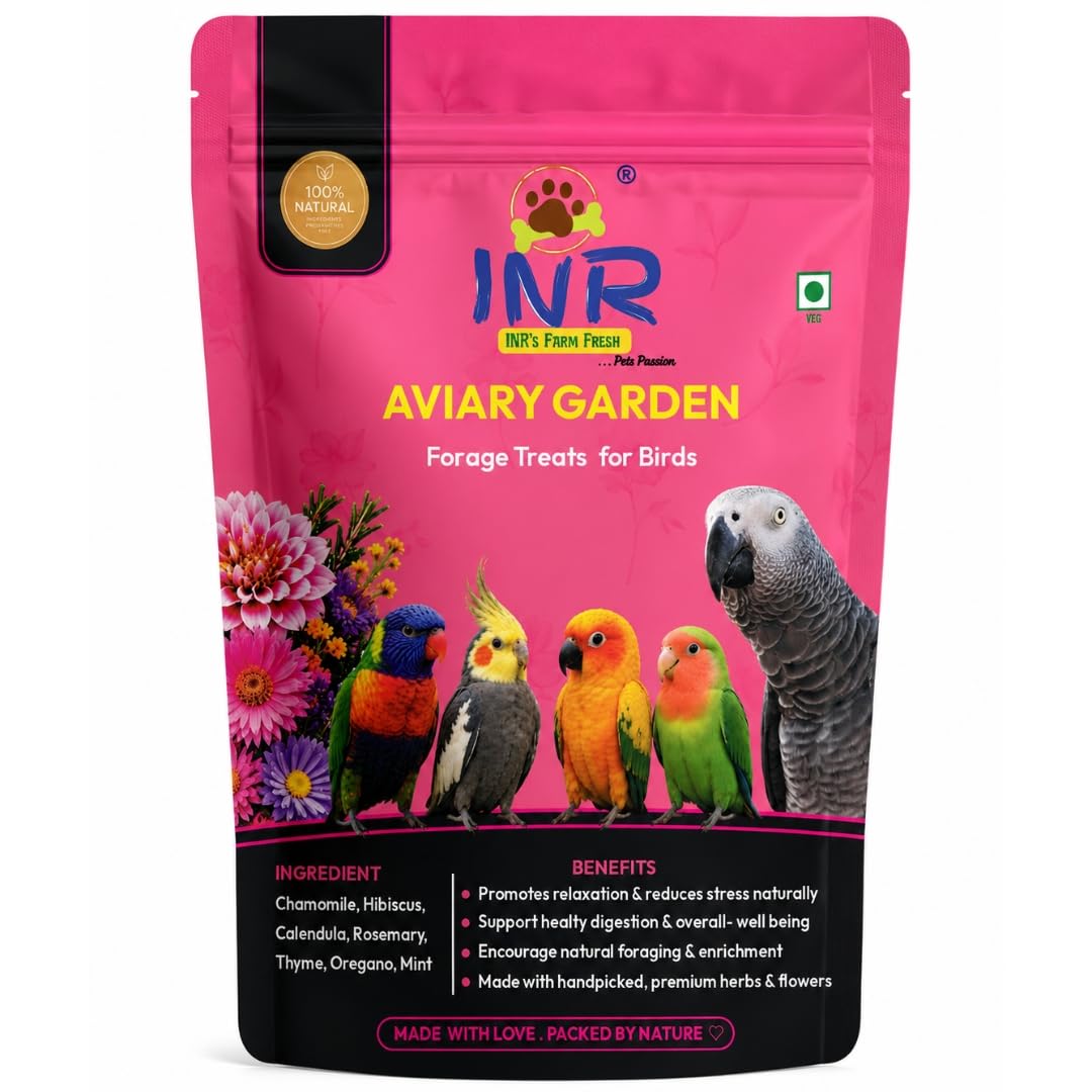 Aviary Garden Forage Treats for Birds for Healthy Digestion, Relaxation & Natural Foraging | Rich in Vitamins & Antioxidants | with Handpicked Chamomile, Hibiscus, Rosemary & Other Herbs-image-4