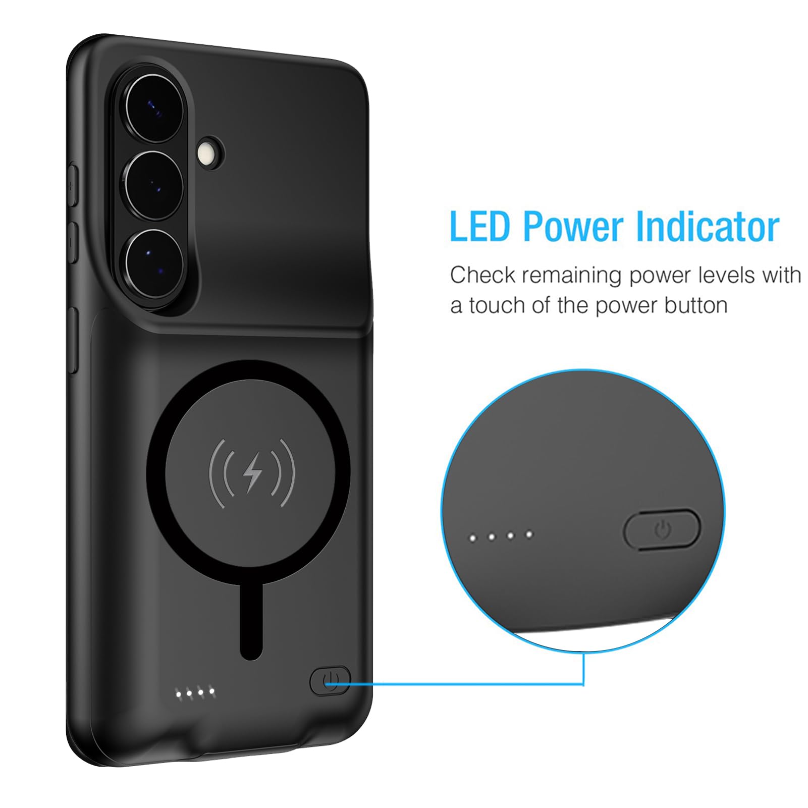 Custodia con batteria per Galaxy S26 Plus, aggiornata 12000 mAh, custodia protettiva wireless portatile compatibile con Galaxy S26 Plus 5G (6,7 pollici) batteria estesa ricaricabile (nero)