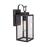 LIT-PaTH Outdoor Wall Lantern, Wall Sconce as Porch Lighting Fixture, E26 Medium Base Max 60W, Anti-Rust Metal with Glass Shade, Oil Rubbed Bronze Finish, 1-Pack