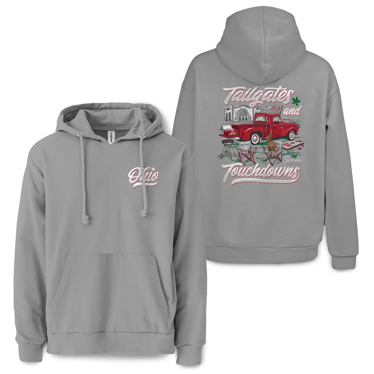 B Wear SportswearOhio Tailgates And Touchdowns Buckeye State Pride Football Women's Hooded Sweatshirt