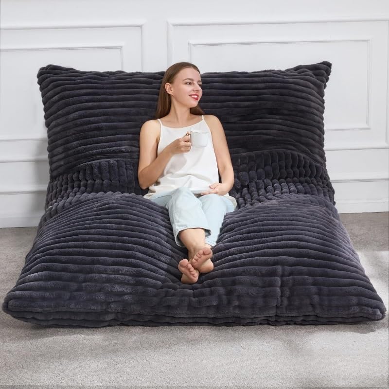 Poltrona A Sacco Gigante In Peluche For Adulti, Senza Imbottitura, 140x180 Cm, Spessa, Morbida, In Pelliccia Sintetica, Copridivano, Pouf, Poltrona A Sacco, Pouf, Relax, Salotto, Futon, Puff(140x180cm