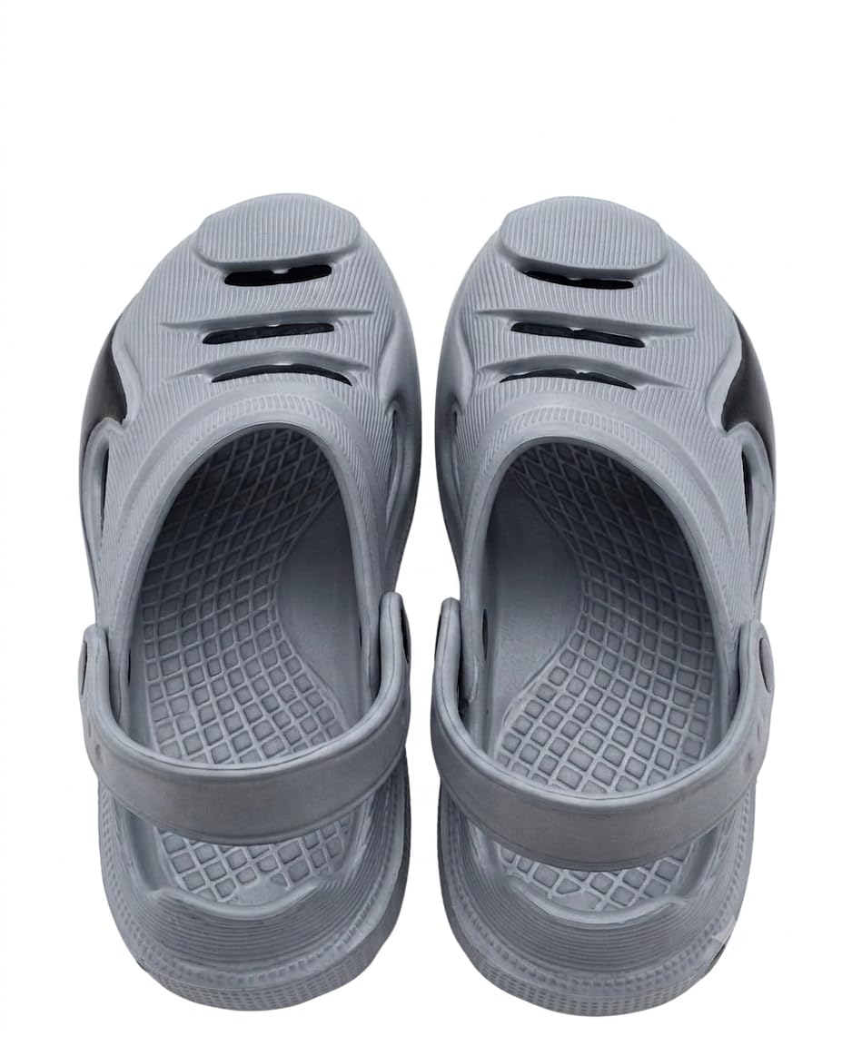 Men's Clogs Sandals, Grey and Black, Lightweight EVA, Slip-On with Cutout Design-image-35