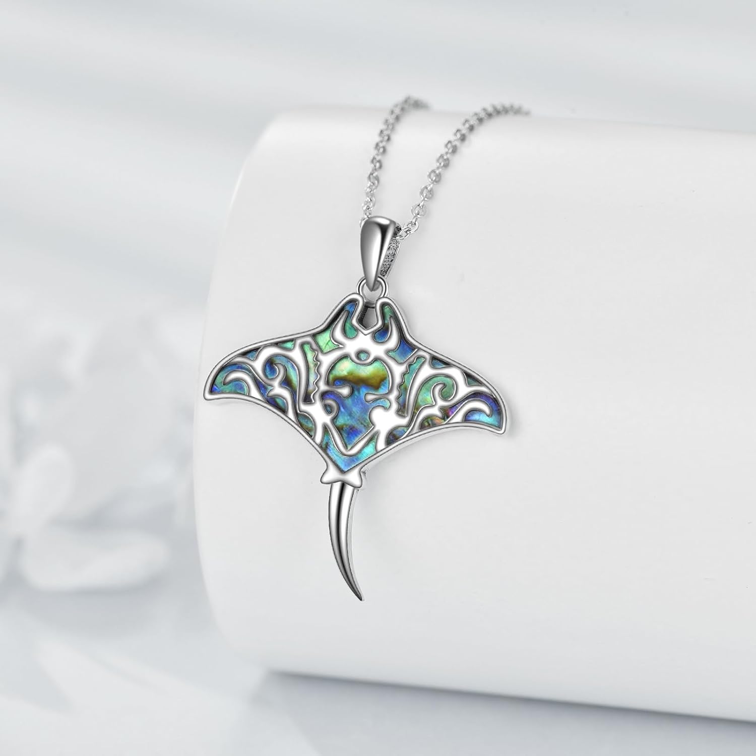 KQF Wolf/Eagle/Owl/Bunny/Panda/Moth/Eel Neckalce Sterling Silver Abalone Moonstone Pendant Animals Jewelry Gifts for Women - Image 5