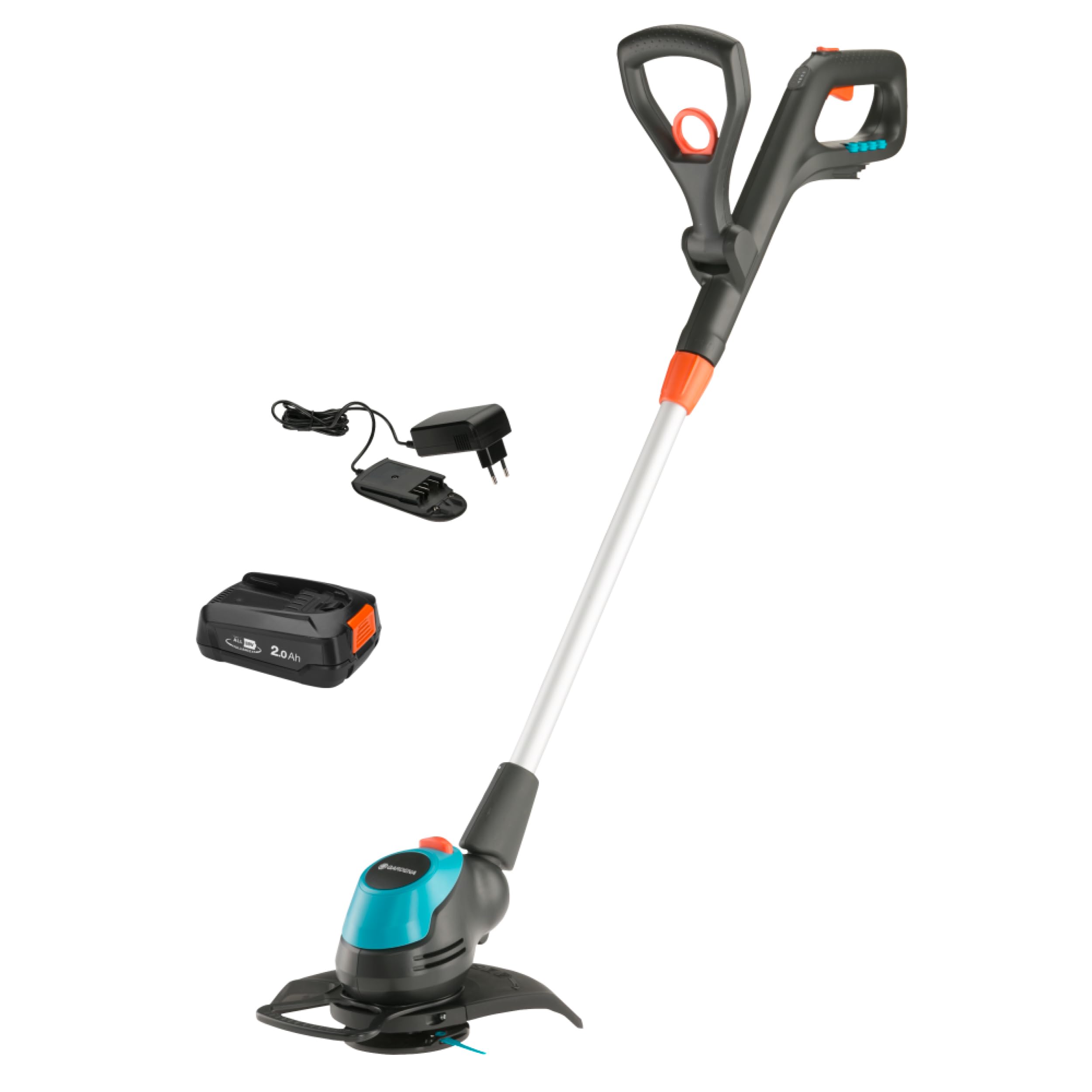 Gardena Cortabordes a batería EasyCut 23/18V P4A Set listo para usar: Potente, Ligero, Telescópico, Cabeza basculante, Sin cable (14700-20)