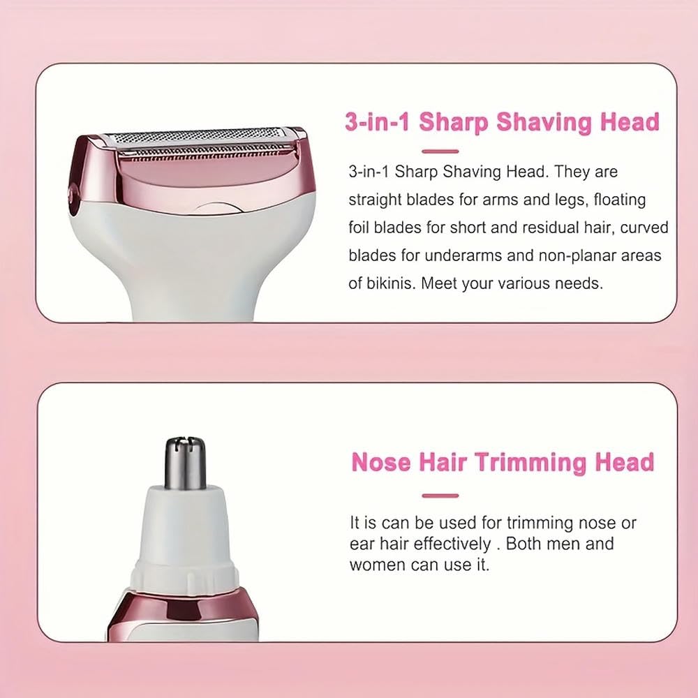 Afeitadora eléctrica SYJYM para Mujer, 4 en 1, para depilación Facial, afeitadora Facial, Recortadora de Vello púbico, afeitadora de Bikini, afeitadoras para Mujer