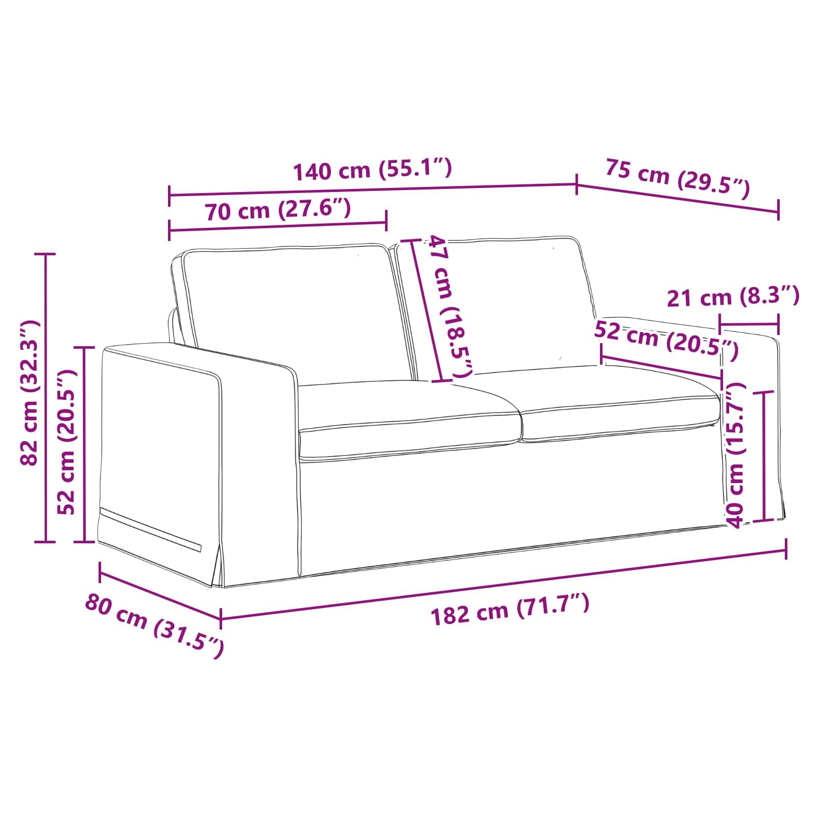Canapé modulaire en tissu 2 places Crème 182 x 80 x 82 cm