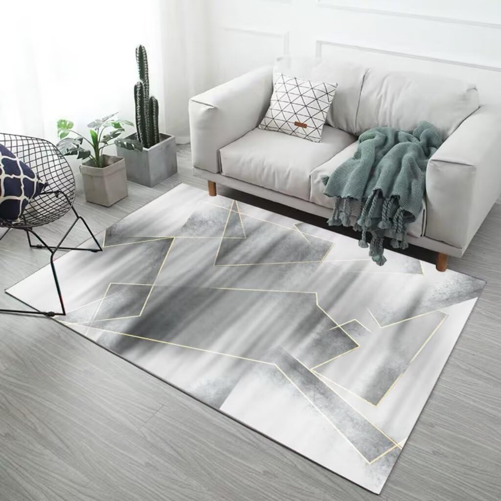 Tapis de salon moderne gris 120 x 160 cm antidérapant motif abstrait