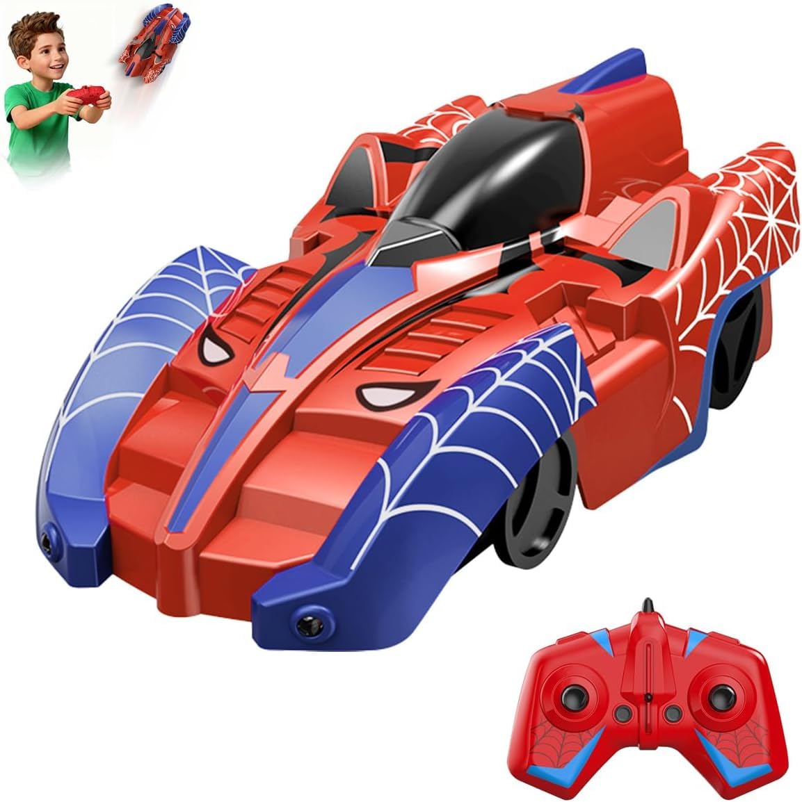 Enyee Wall Climbing Remote Control Car, 360° Rotating RC Stunt Car with Headlight, Rechargeable RC Cars Toys for 3 4 5 6 7 8-12 Year Old Boys Girls Kids