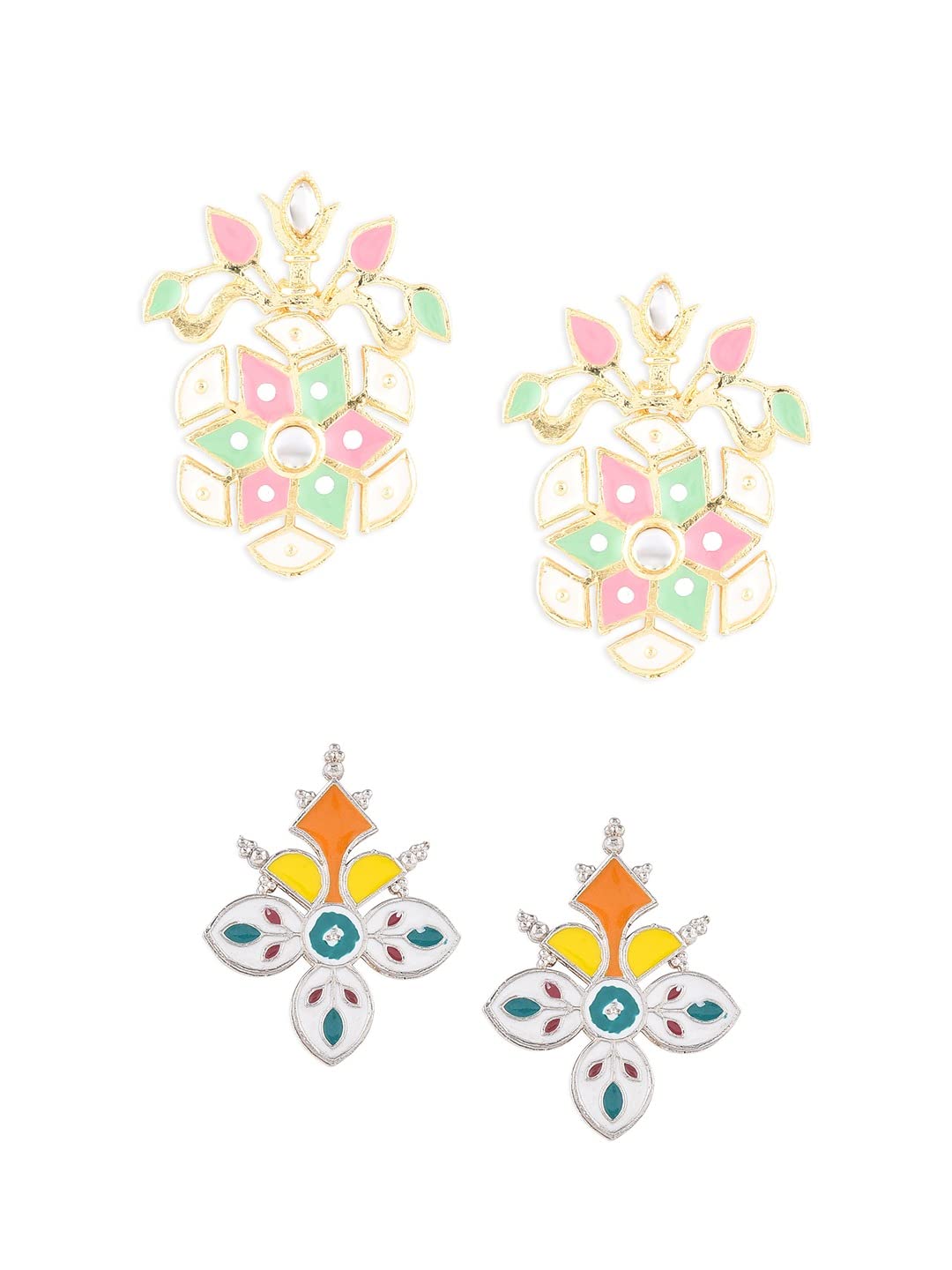 Zaveri Pearls Set of 2 Multicolor Meenakari Fusion Wear Studs Earrings For Women-ZPFK15180 (B0BJF9SWKL) Amazon Price History, Amazon Price Tracker