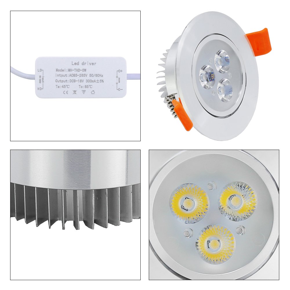 LED Einbaustrahler, Ultra Flach 3W 230V Spots Einbauleuchten, 3200K Warmweiß, IP20 Schutzart, 30° Schwenkbar, Für Badezimmer Und Wohnzimmer, 20er Set [Energieklasse A++]