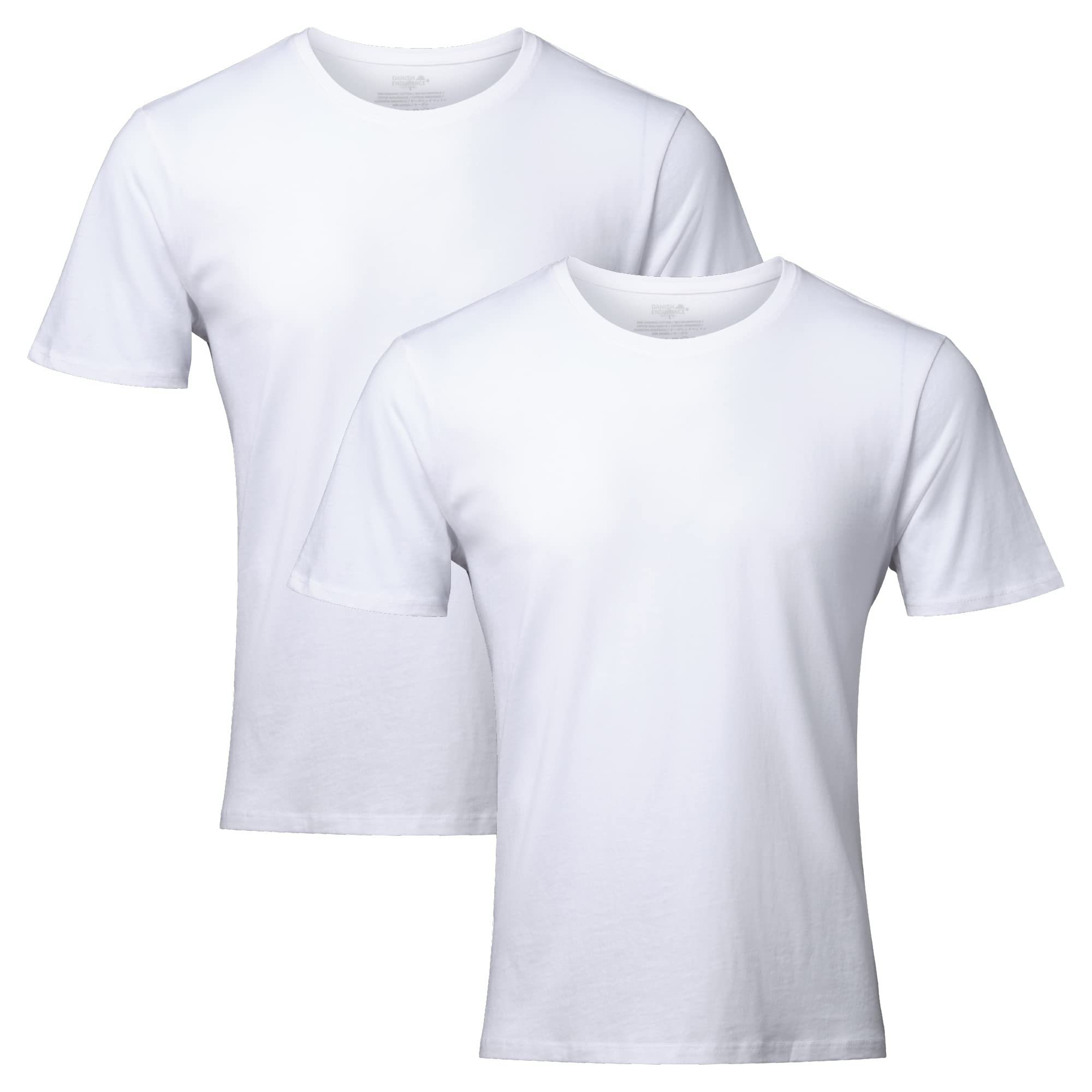 DANISH ENDURANCE Camisetas Manga Corta Hombre Algodón Orgánico - 2 Pack, Cuello Redondo o Cuello en V - Camiseta Hombre Ropa Hombre Estilo Casual y Confortable
