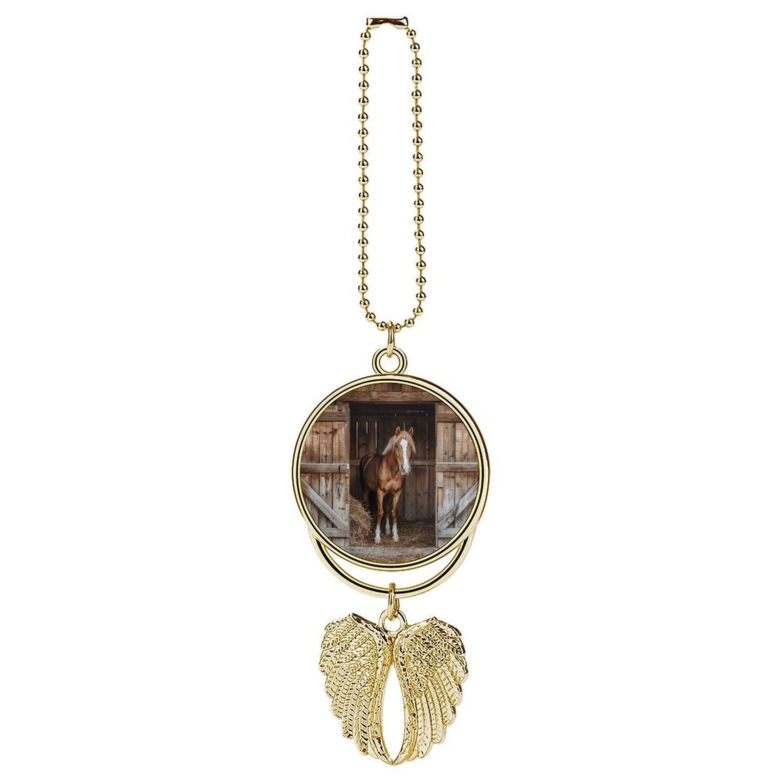 Straw and Horse Car Charm Alloy Car Rear View Mirrors Hanging Ornaments Stylish Car Pendant Funny Auto Hanging Accessories Car Hanging Ornaments Gift for Women Men