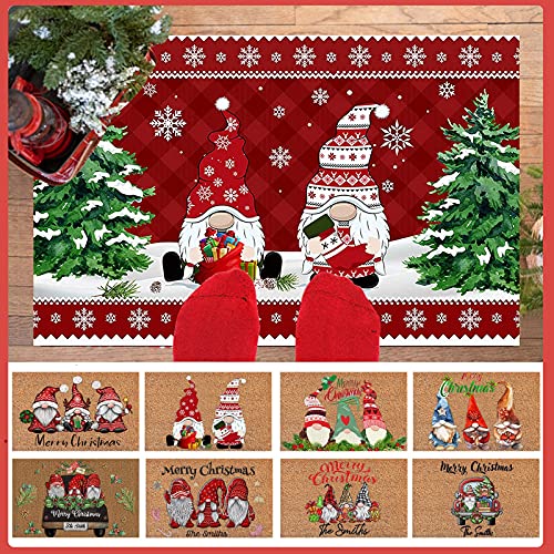 Paillasson De Noël Gnome de Noel Tapis Antidérapant Noël Decoration Tapis De Porte D'entrée Interieur, Merry Christmas pour Intérieur Tapis De Sol Antidérapant de Noël 40x60x0.7cm (A, Taille unique) Cover
