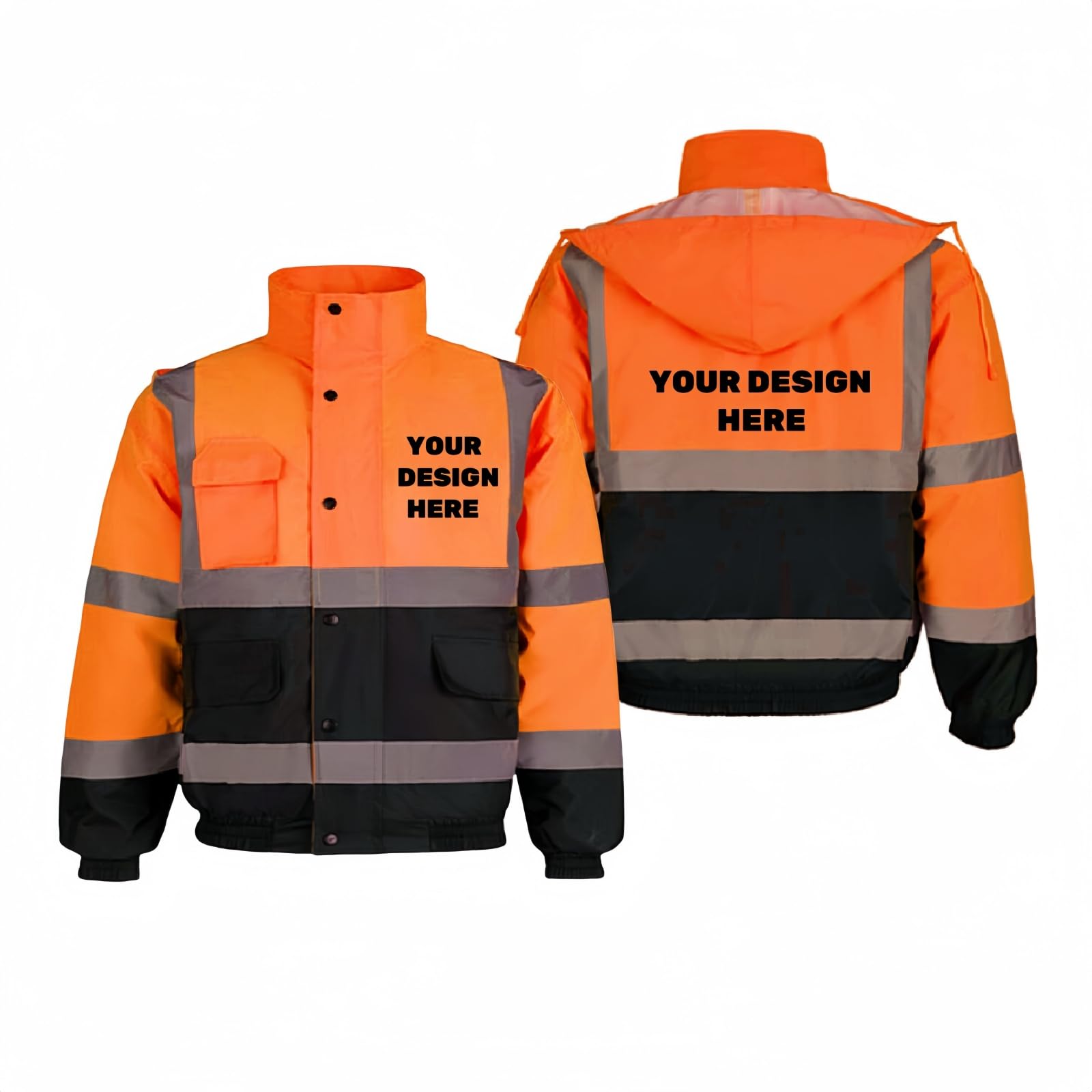 BIJUNDENG Custom Safety Jacket for Men High Visibility Reflective Waterproof Winter Warm Jacket Construction Workwear