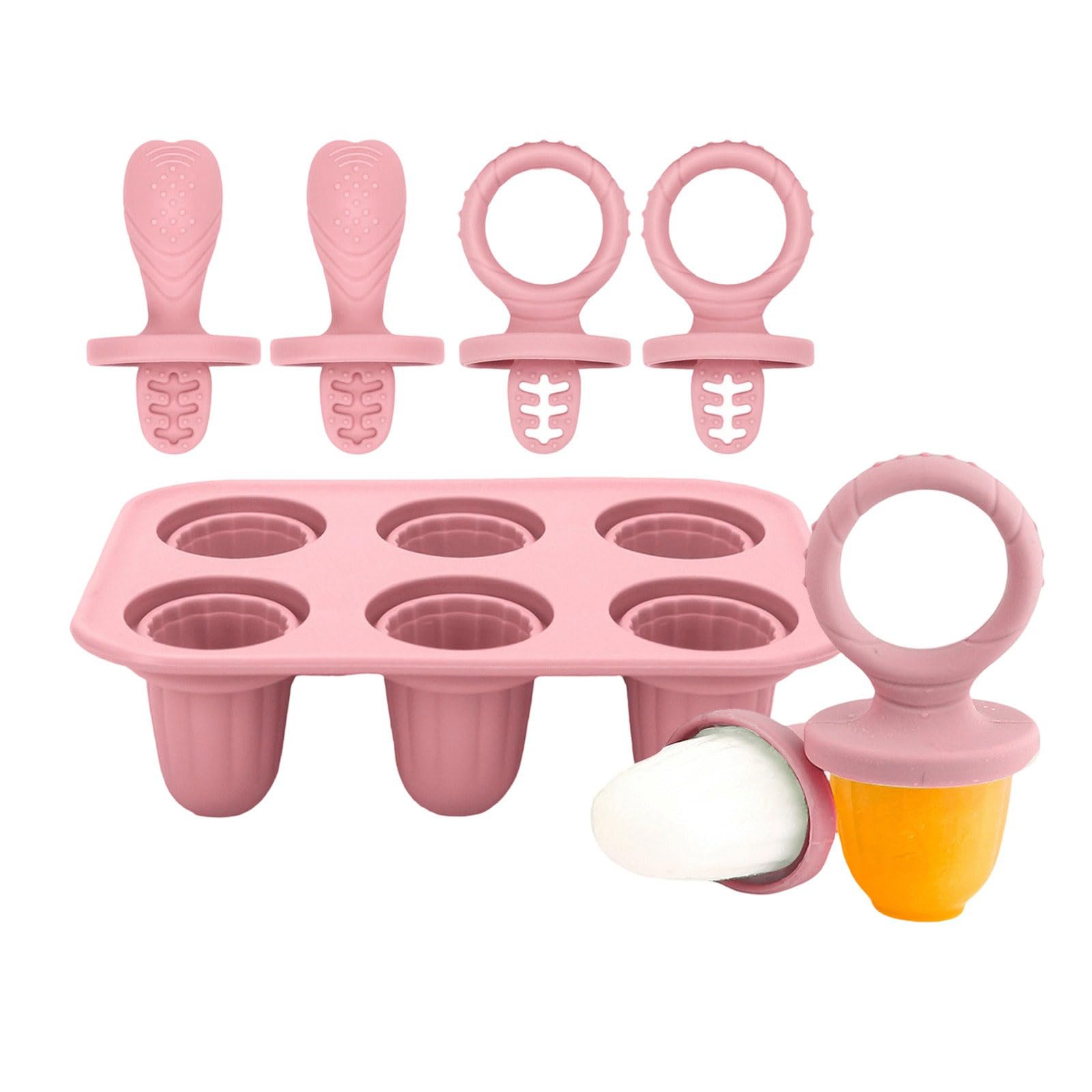 Qcbuegof 6 Piece Teething Ice Popsicles Molds for Infants Silicone Cubes Tray with Chewable Edges Safe for Babies Teeth and Dishwasher Friendly Baby Teething Cubes Tray