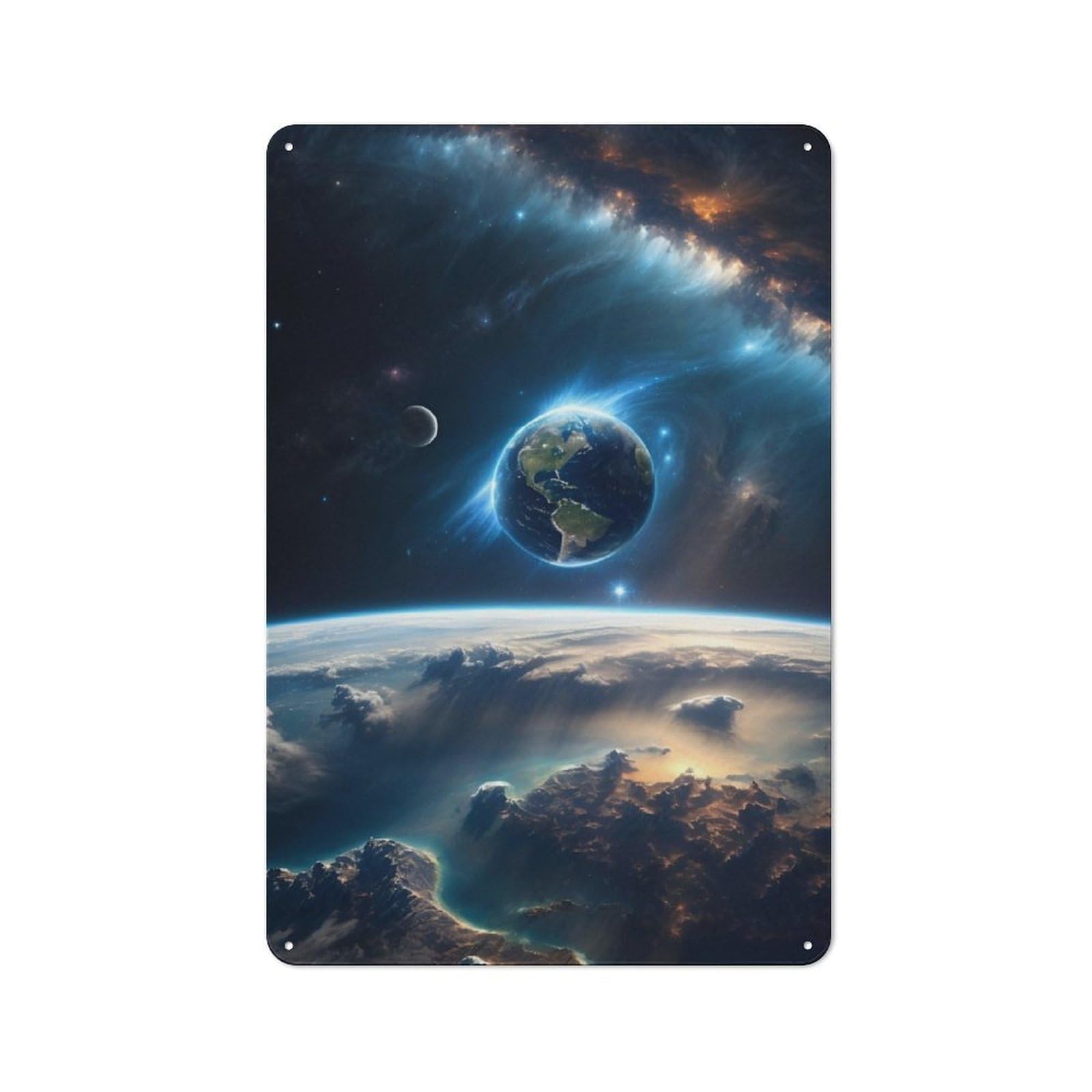 Junmoney Planet Earth From Space Retro Metal Sign 30X20cm For Garden Room Or Summerhouse, For Garden Room Decor Fans