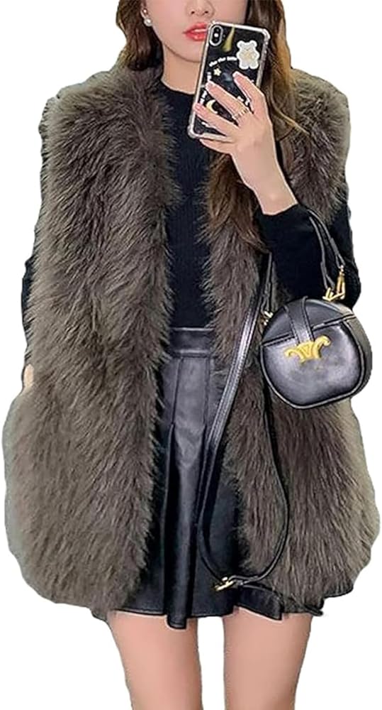 Amazon | [fenglin love] ファーベスト レディース 毛皮ベスト