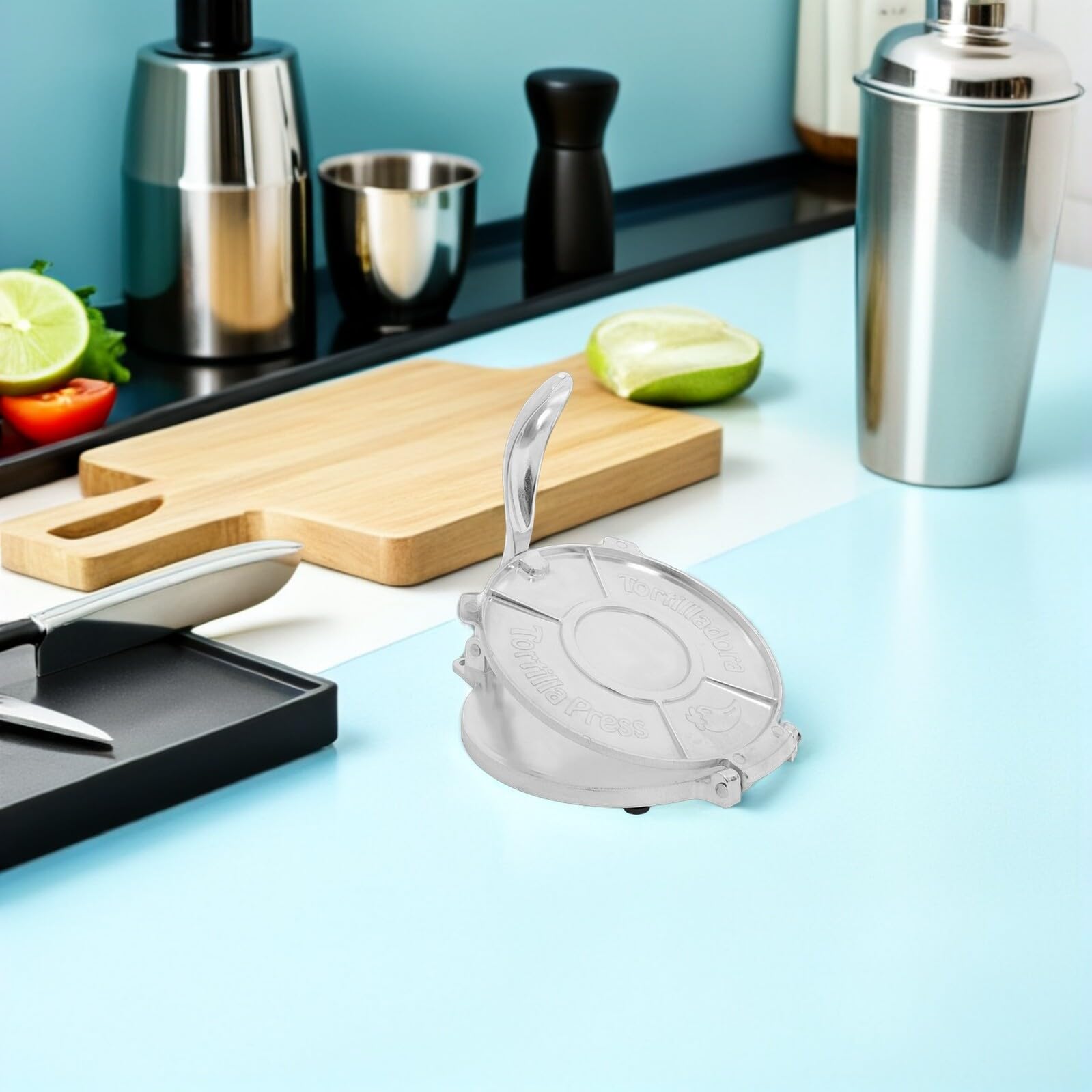 Gadpiparty Prensa de Tortillas de Aluminio con Mango Ergonómico para Masa Manual Moldes para Dumplings y Tacos Herramienta Multifuncional para Cocina