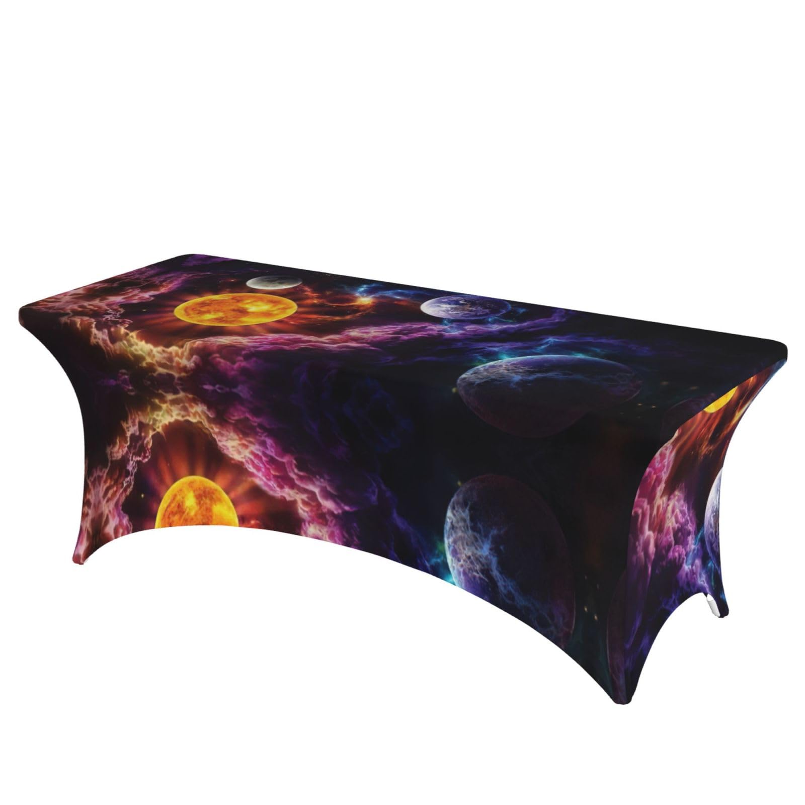 Nappe extensible lavable Planet Print en élasthanne infroissable pour table 1,8 m